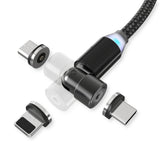 Multi Mehrfach USB 3-in-1 Ladekabel 2m schwarz magnetische Stecker USB-C USB-Micro i-Produkte Kfz Camping Reise Lkw Büro Neu