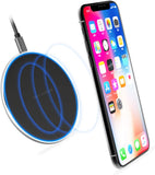 Mit 18W Netzteil Super dünnes Drahtlos Aufladen 5.8mm Qi Ladegerät Ladeschale Ladestation 15W Fast Charger Wireless Kabelloses Schnellladegerät Smartphone LED Indikator (Rund m. 18W Netzteil, Weiß)