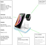 Qi Wireless Charger inkl. Netzteil USB 3-in-1 Induktives Schnellladegerät Kabellos Drahtlos Smartwatch 6/SE/5/4/3 Pods Pro/2/1 und Smartphone 12/12 Pro/11/XS/X/8 Plus (15W, Weiß)